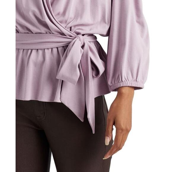 Lauren Ralph Lauren Women's Jersey Peplum Blouse Scottish Primrose Size Medium - Picture 4 of 5